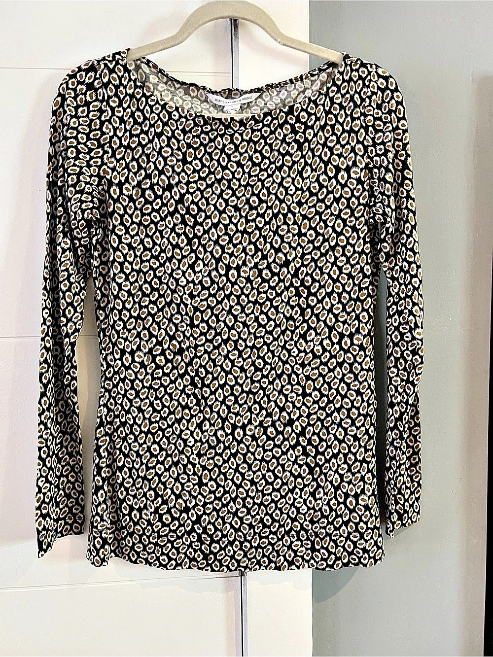 Diane von Furstenberg Polka Dot Print Top Long Sleeve Top